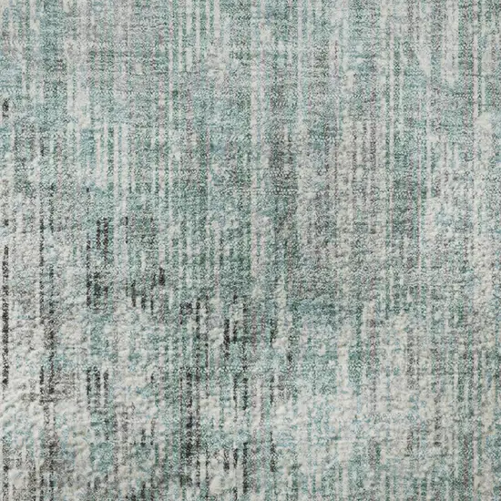 8' Teal And Gray Geometric Washable Round Rug With UV Protection Photo 9