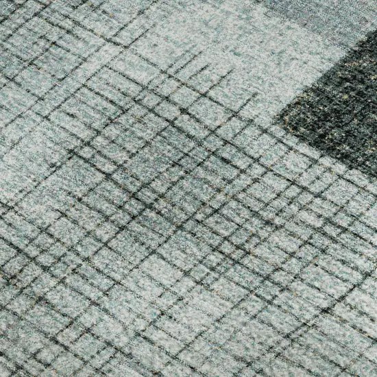 8' Teal And Gray Geometric Washable Round Rug With UV Protection Photo 3