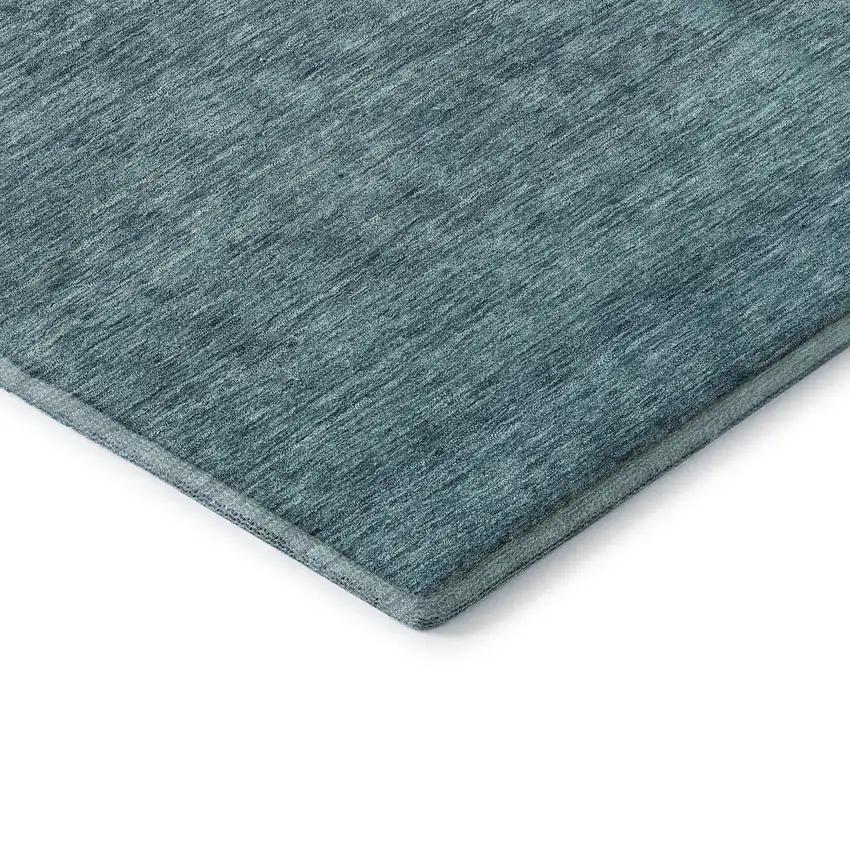 8' Teal And Gray Ombre Washable Round Rug With UV Protection Photo 7