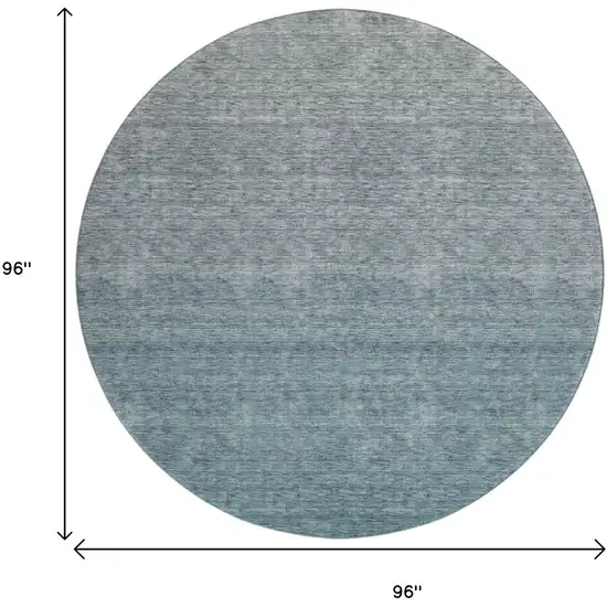 8' Teal And Gray Ombre Washable Round Rug With UV Protection Photo 3