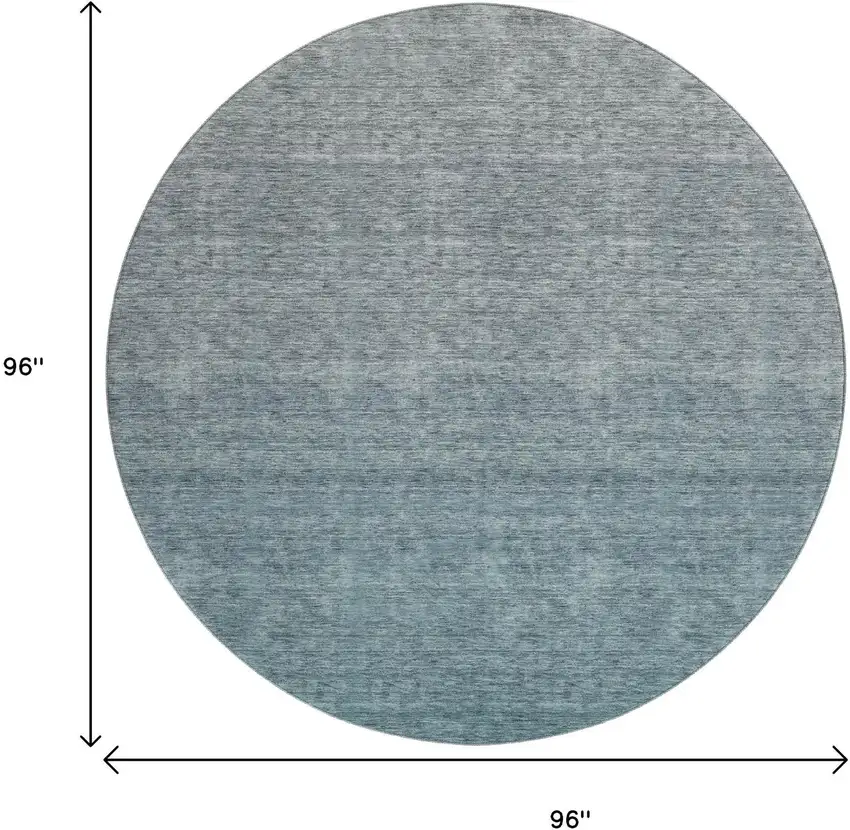 8' Teal And Gray Ombre Washable Round Rug With UV Protection Photo 3