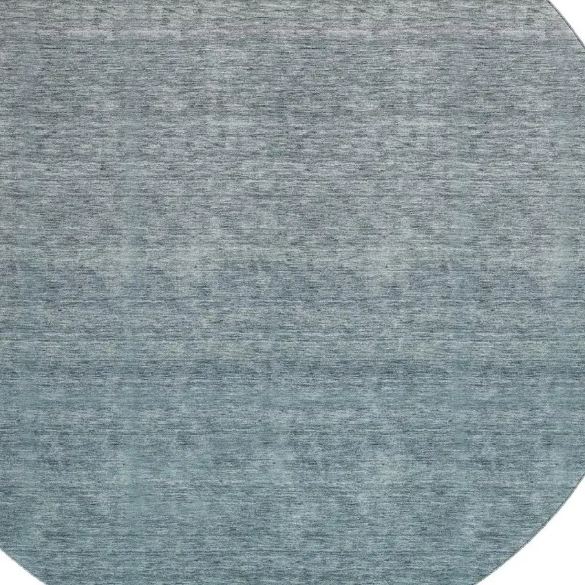 8' Teal And Gray Ombre Washable Round Rug With UV Protection Photo 3
