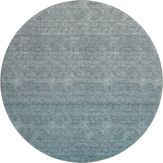 8' Teal And Gray Ombre Washable Round Rug With UV Protection Photo 1