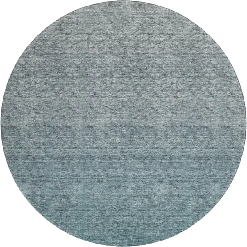 8' Teal And Gray Ombre Washable Round Rug With UV Protection Photo 1