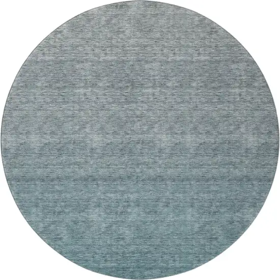 8' Teal And Gray Ombre Washable Round Rug With UV Protection Photo 4