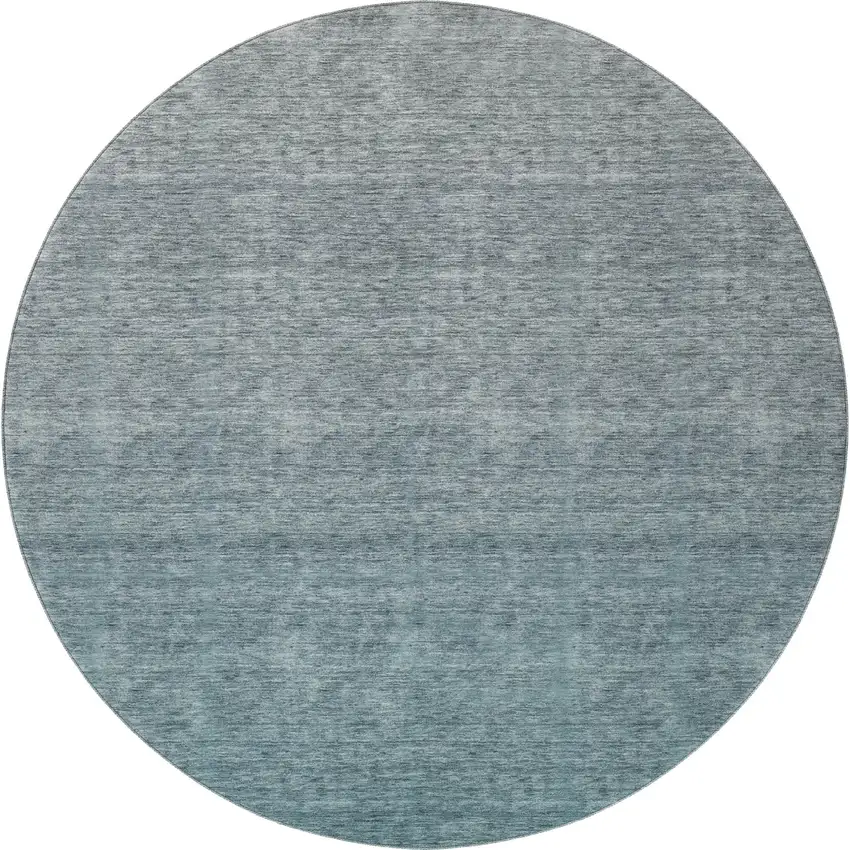 8' Teal And Gray Ombre Washable Round Rug With UV Protection Photo 4