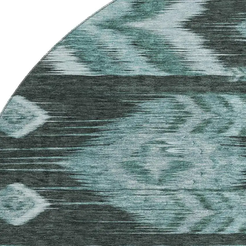 8' Teal And Gray Southwestern Washable Round Rug With UV Protection Photo 3