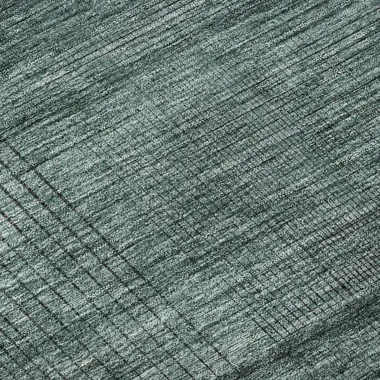 8' Teal And Gray Striped Washable Round Rug With UV Protection Photo 9