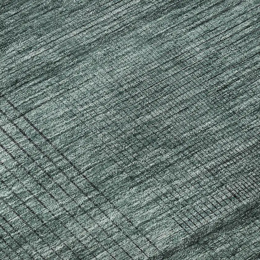 8' Teal And Gray Striped Washable Round Rug With UV Protection Photo 9