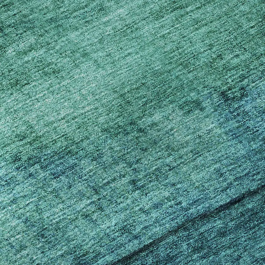 8' Teal And Green Striped Washable Round Rug With UV Protection Photo 8