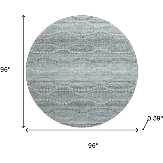 8' Teal And Ivory Abstract Geometric Washable Round Rug With UV Protection Photo 8