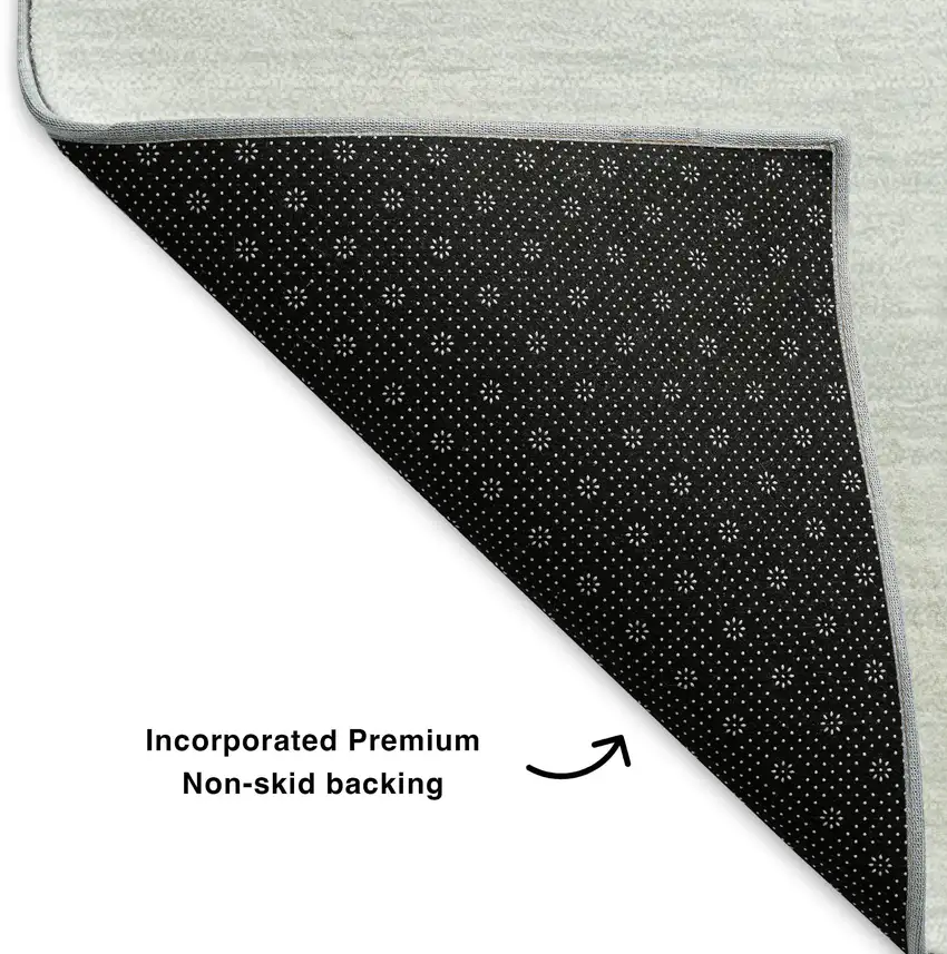 8' Teal And Ivory Abstract Washable Round Rug With UV Protection Photo 5