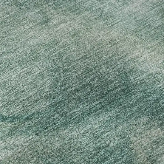 8' Teal And Ivory Abstract Washable Round Rug With UV Protection Photo 7