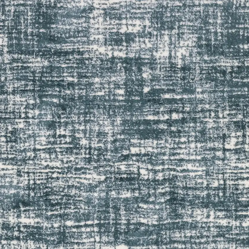 8' Teal And Ivory Geometric Runner Rug Photo 8