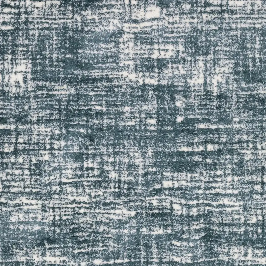 8' Teal And Ivory Geometric Runner Rug Photo 7