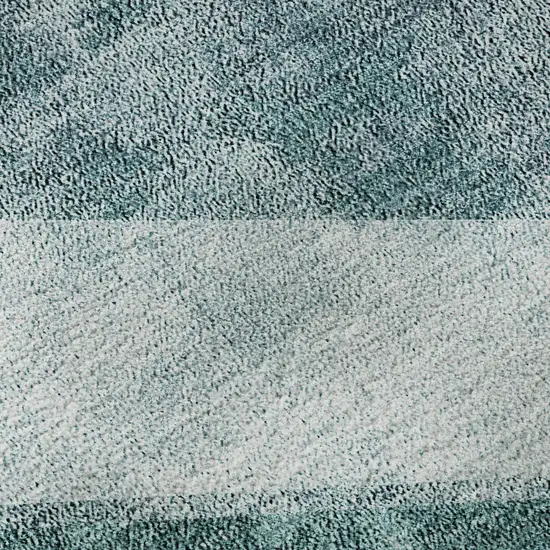 8' Teal And Ivory Geometric Washable Round Rug With UV Protection Photo 8