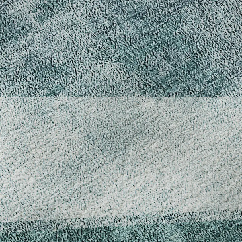 8' Teal And Ivory Geometric Washable Round Rug With UV Protection Photo 8