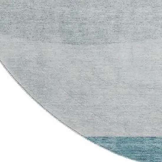 8' Teal And Ivory Geometric Washable Round Rug With UV Protection Photo 3