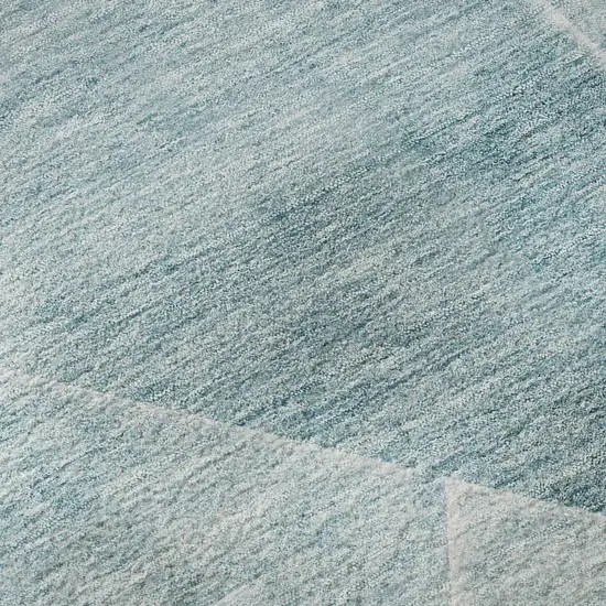 8' Teal And Ivory Geometric Washable Round Rug With UV Protection Photo 9