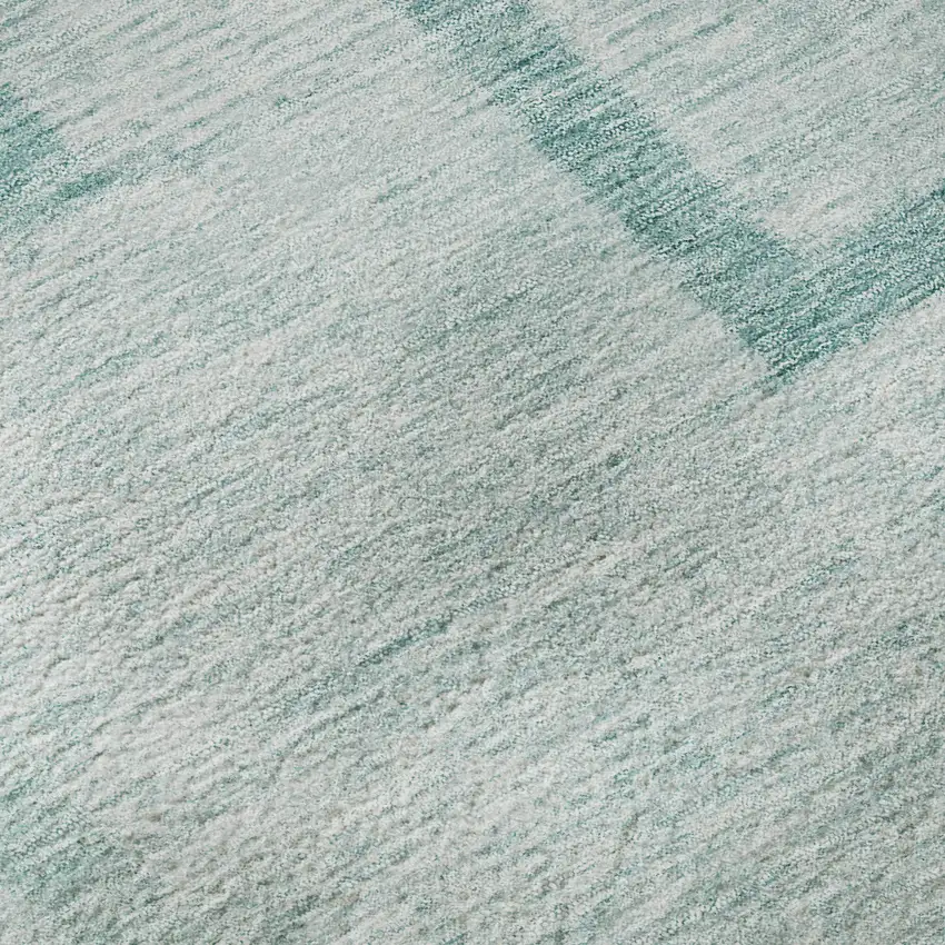 8' Teal And Ivory Geometric Washable Round Rug With UV Protection Photo 9