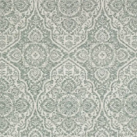 8' Teal And Ivory Medallion Runner Rug With Fringe Photo 6