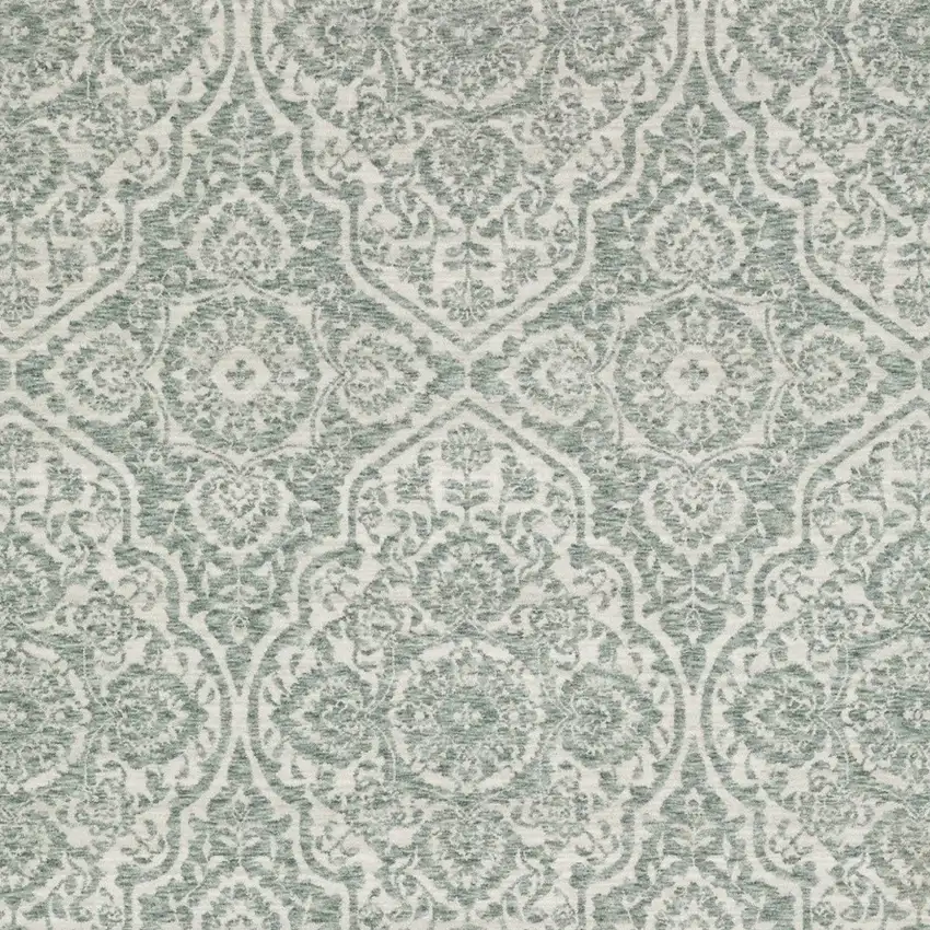 8' Teal And Ivory Medallion Runner Rug With Fringe Photo 6