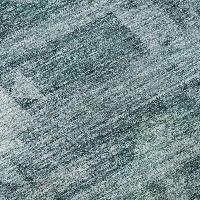 8' Teal And Ivory Southwestern Washable Round Rug With UV Protection Photo 9