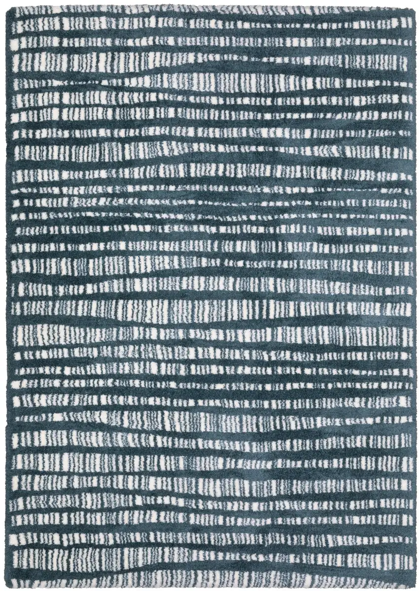 8' Teal And Ivory Striped Runner Rug Photo 2