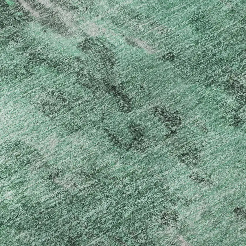 8' Teal And Silver Abstract Washable Round Rug With UV Protection Photo 8