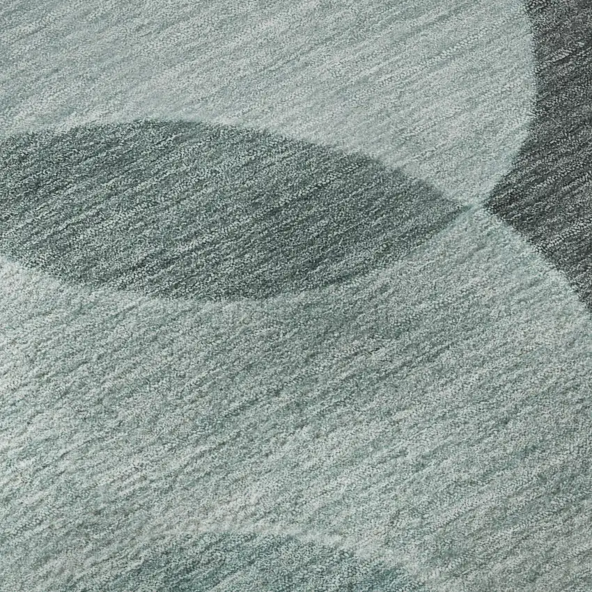 8' Teal And Sky Blue Geometric Washable Round Rug With UV Protection Photo 8