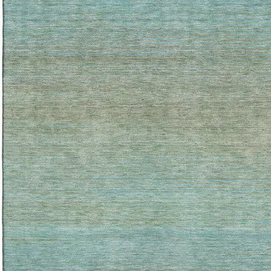 8' Teal And Taupe Striped Washable Area Rug With UV Protection Photo 2