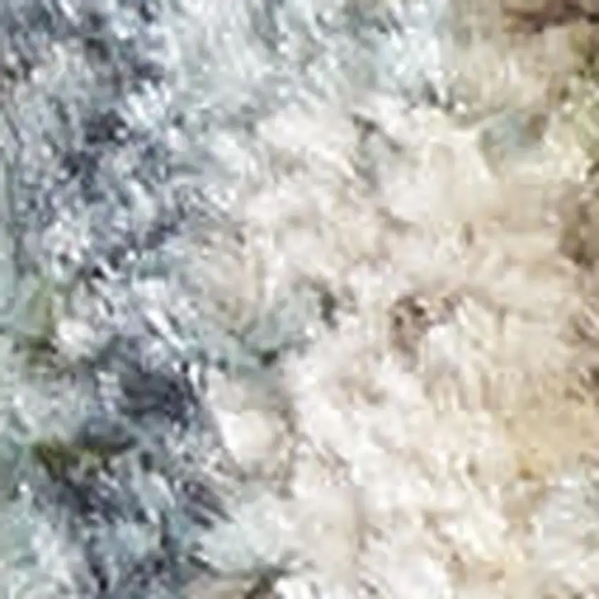 6' Teal Beige And Brown Floral Distressed Runner Rug Photo 3