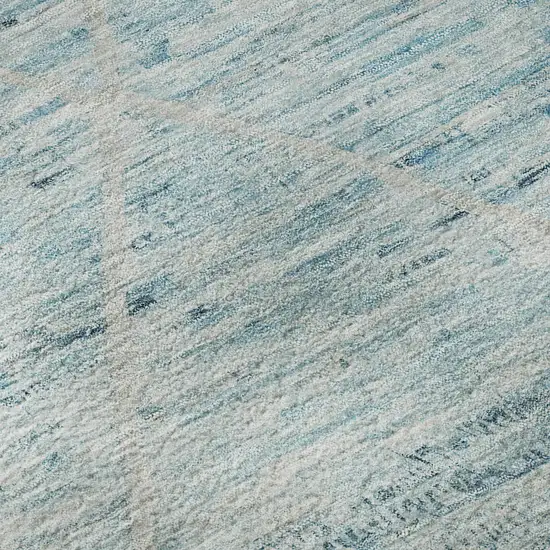 8' Teal Beige And Ivory Abstract Geometric Washable Round Rug With UV Protection Photo 7