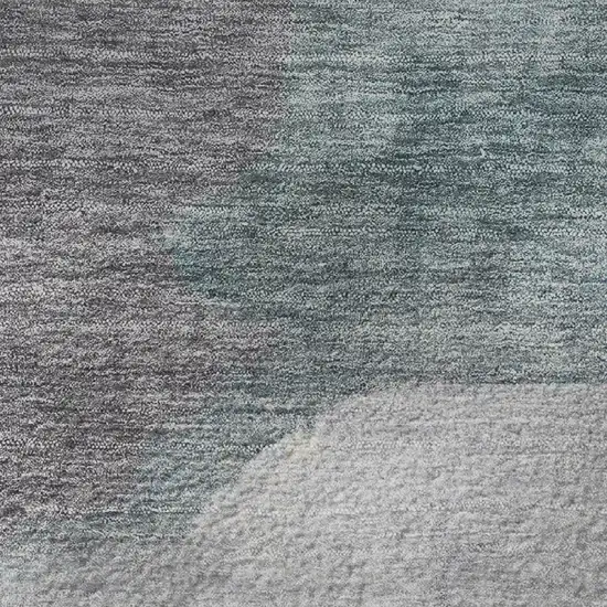 8' Teal Beige And Ivory Abstract Washable Round Rug With UV Protection Photo 9