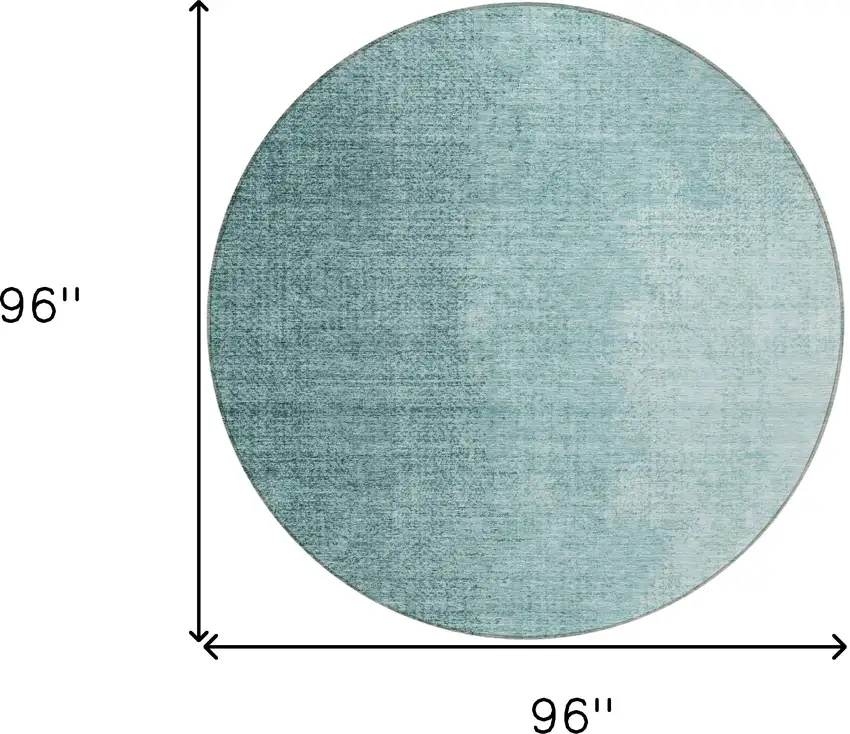 8' Teal Blue And Aqua Round Abstract Washable Indoor Outdoor Area Rug Photo 3