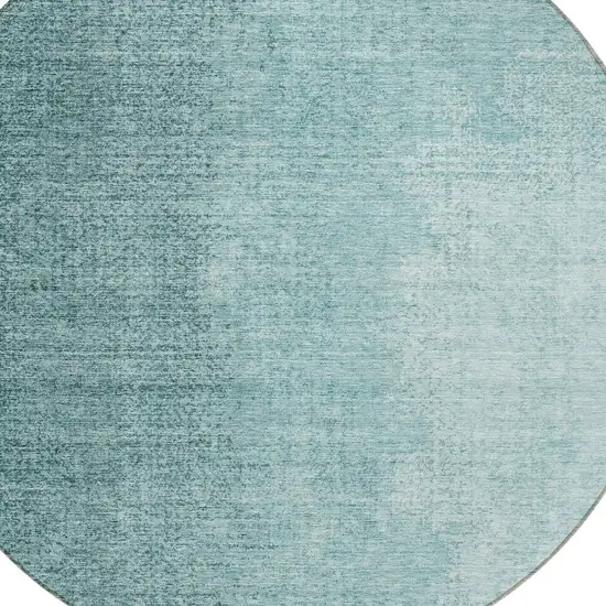 8' Teal Blue And Aqua Round Abstract Washable Indoor Outdoor Area Rug Photo 6