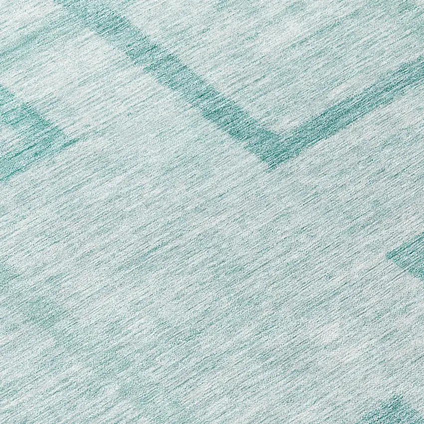 8' Teal Blue And Aqua Round Geometric Washable Indoor Outdoor Area Rug Photo 9
