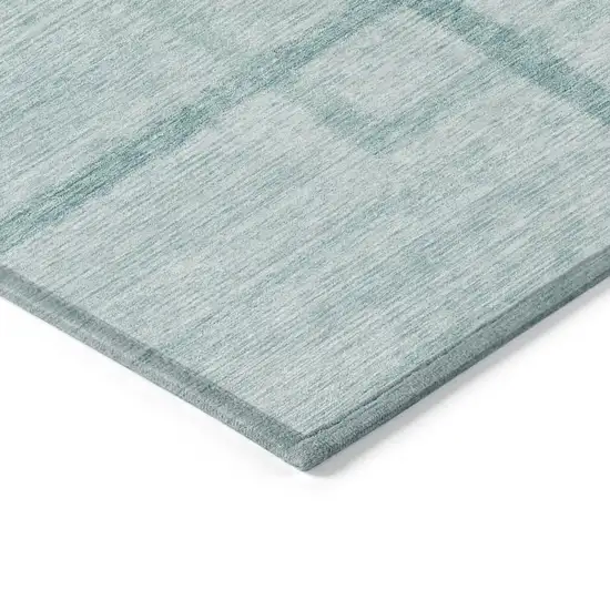 8' Teal Blue And Aqua Round Geometric Washable Indoor Outdoor Area Rug Photo 4