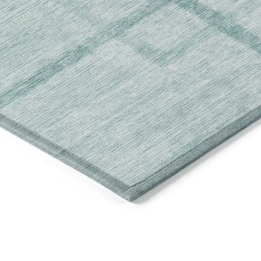 8' Teal Blue And Aqua Round Geometric Washable Indoor Outdoor Area Rug Photo 4