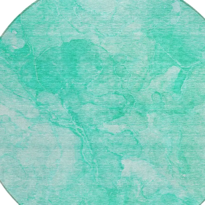 8' Teal Blue And Aqua Round Nautical Washable Indoor Outdoor Area Rug Photo 4