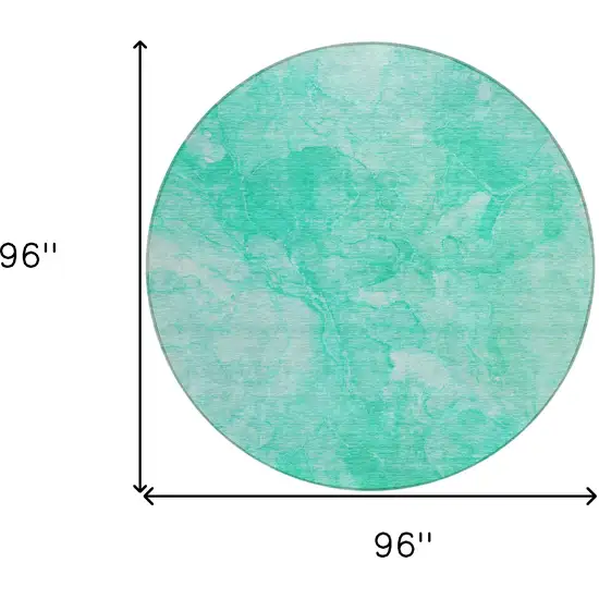8' Teal Blue And Aqua Round Nautical Washable Indoor Outdoor Area Rug Photo 3