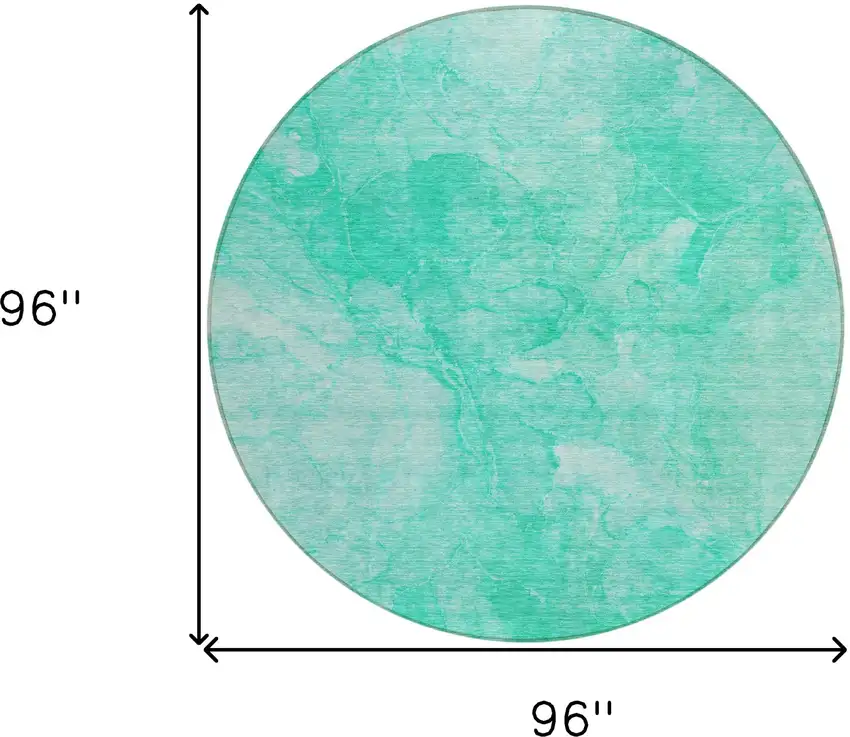 8' Teal Blue And Aqua Round Nautical Washable Indoor Outdoor Area Rug Photo 3