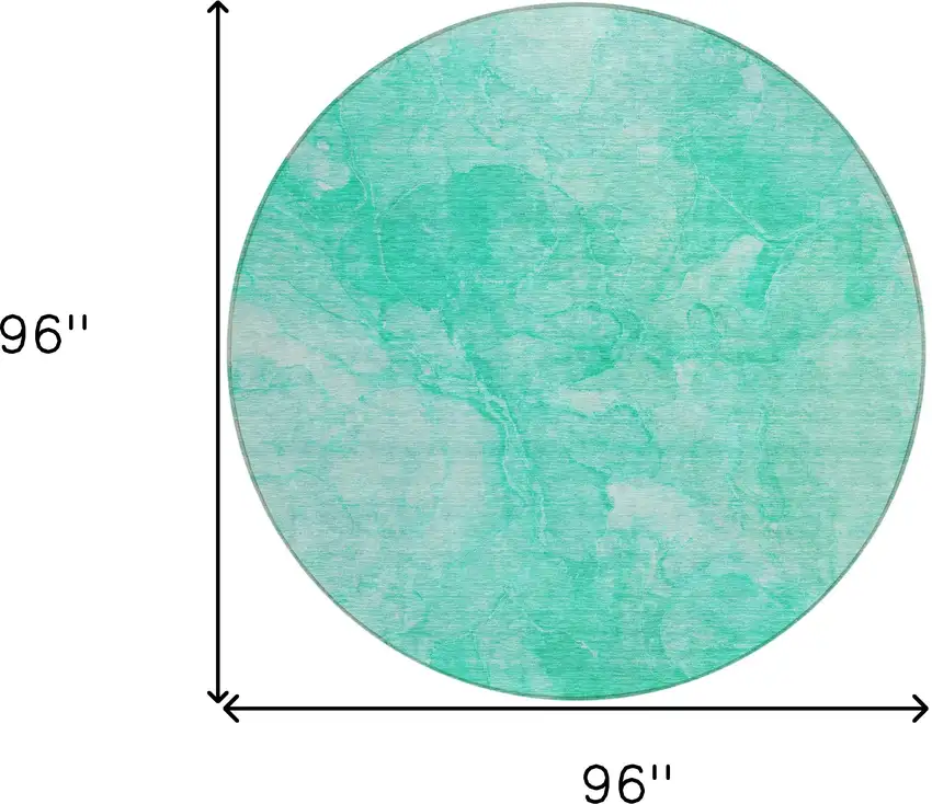 8' Teal Blue And Aqua Round Nautical Washable Indoor Outdoor Area Rug Photo 3