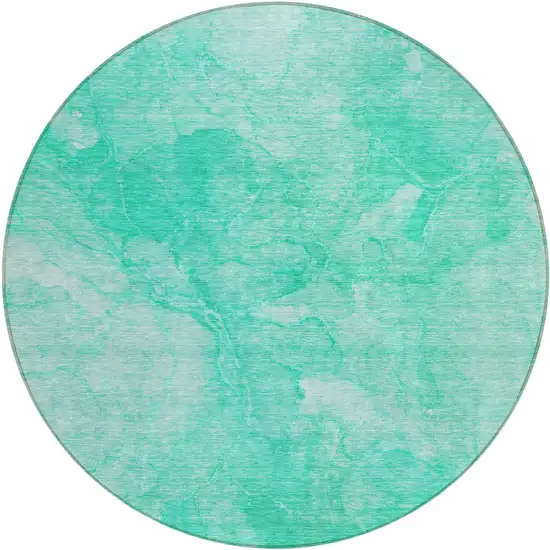 8' Teal Blue And Aqua Round Nautical Washable Indoor Outdoor Area Rug Photo 2