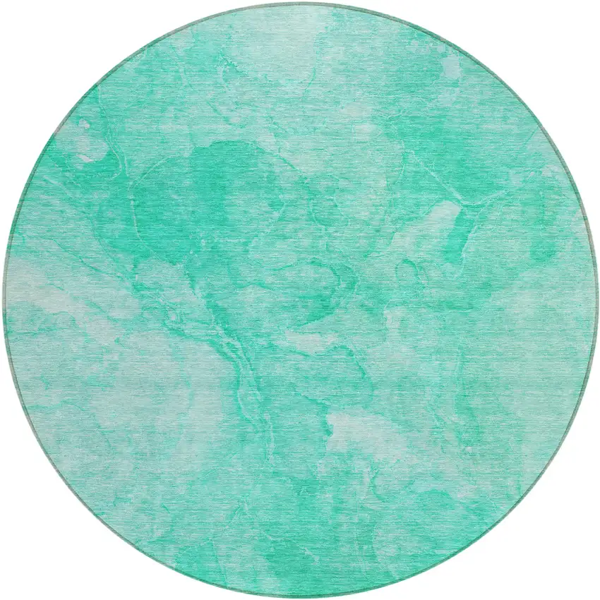 8' Teal Blue And Aqua Round Nautical Washable Indoor Outdoor Area Rug Photo 2