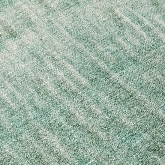 8' Teal Blue And Beige Round Abstract Washable Indoor Outdoor Area Rug Photo 8