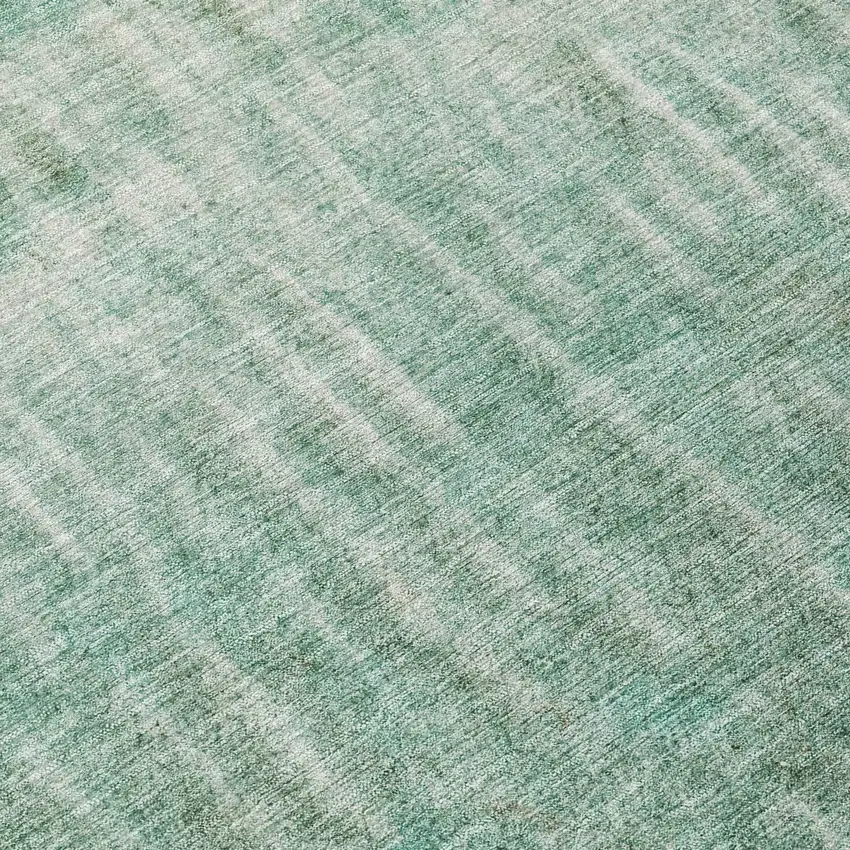 8' Teal Blue And Beige Round Abstract Washable Indoor Outdoor Area Rug Photo 8