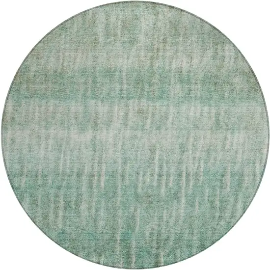 8' Teal Blue And Beige Round Abstract Washable Indoor Outdoor Area Rug Photo 2