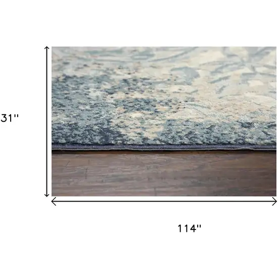 10' Teal Blue And Beige Trellis Area Rug Photo 6