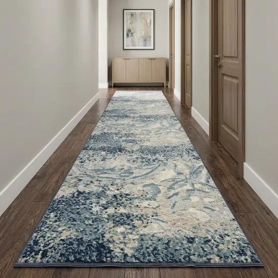 10' Teal Blue And Beige Trellis Area Rug Photo 1